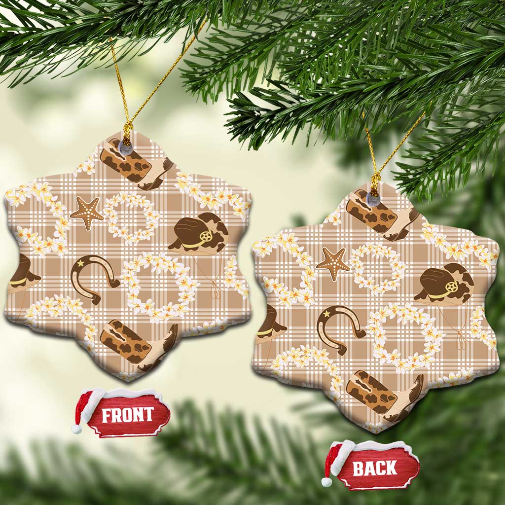 Aloha Hawaii Paniolo Khaki Palaka Ceramic Ornament Coastal Rodeo LT7 Snow Flake Khaki - Polynesian Pride
