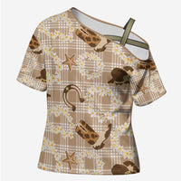 Aloha Hawaii Paniolo Khaki Palaka Cross Shoulder Shirt Coastal Rodeo - Polynesian Pride