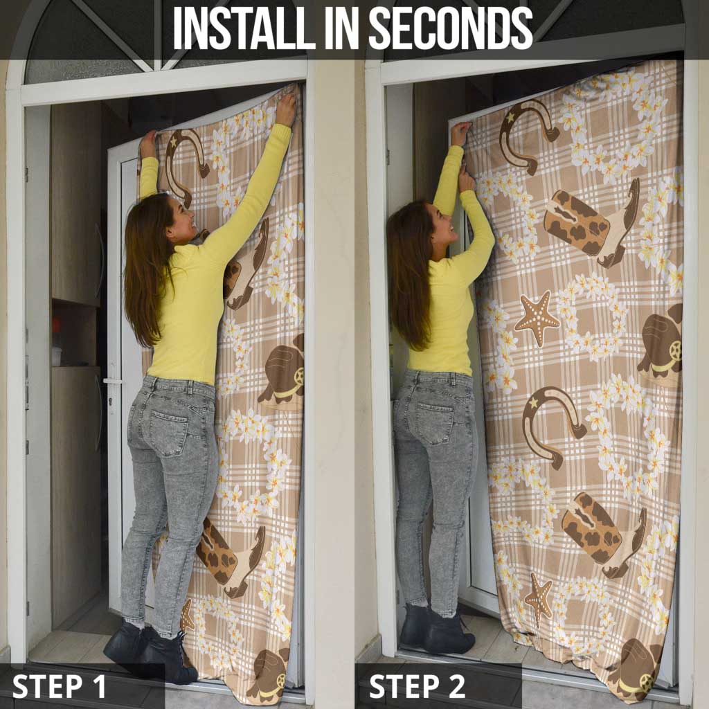 Aloha Hawaii Paniolo Khaki Palaka Door Cover Coastal Rodeo - Polynesian Pride