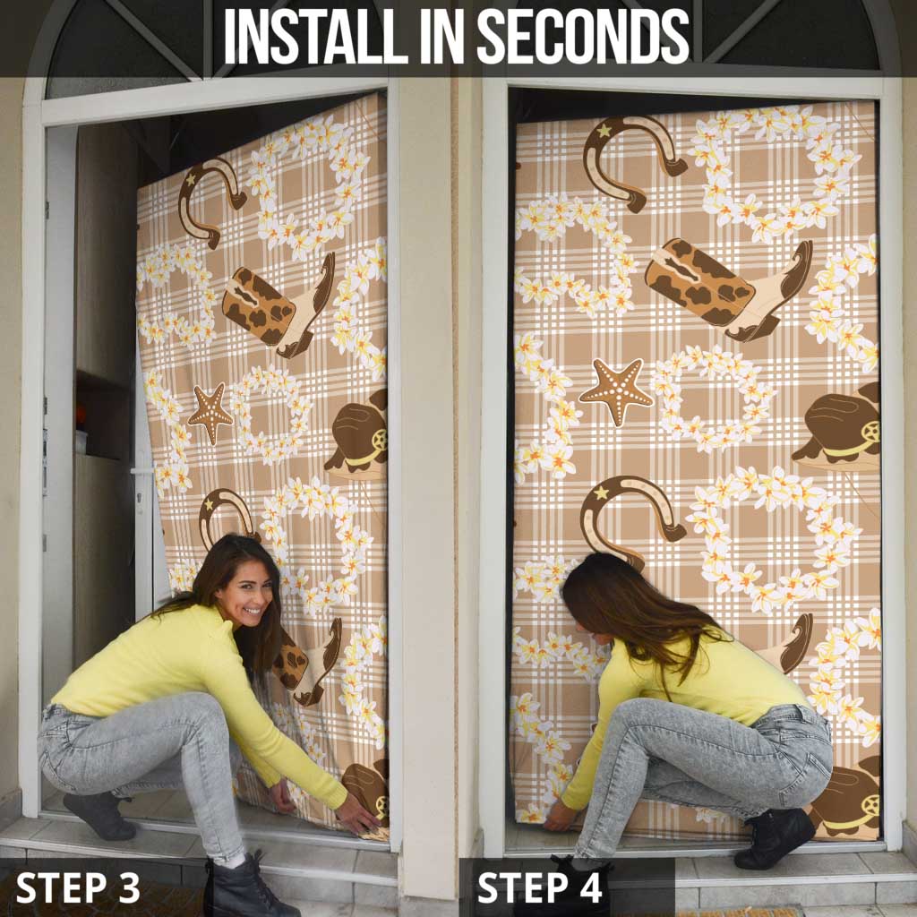 Aloha Hawaii Paniolo Khaki Palaka Door Cover Coastal Rodeo - Polynesian Pride