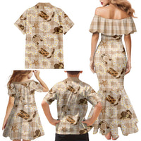 Aloha Hawaii Paniolo Khaki Palaka Family Matching Mermaid Dress and Hawaiian Shirt Coastal Rodeo - Polynesian Pride