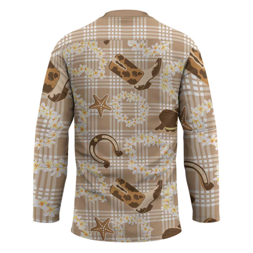 Aloha Hawaii Paniolo Khaki Palaka Hockey Jersey Coastal Rodeo - Polynesian Pride