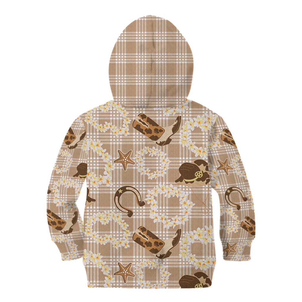 Aloha Hawaii Paniolo Khaki Palaka Kid Hoodie Coastal Rodeo - Polynesian Pride