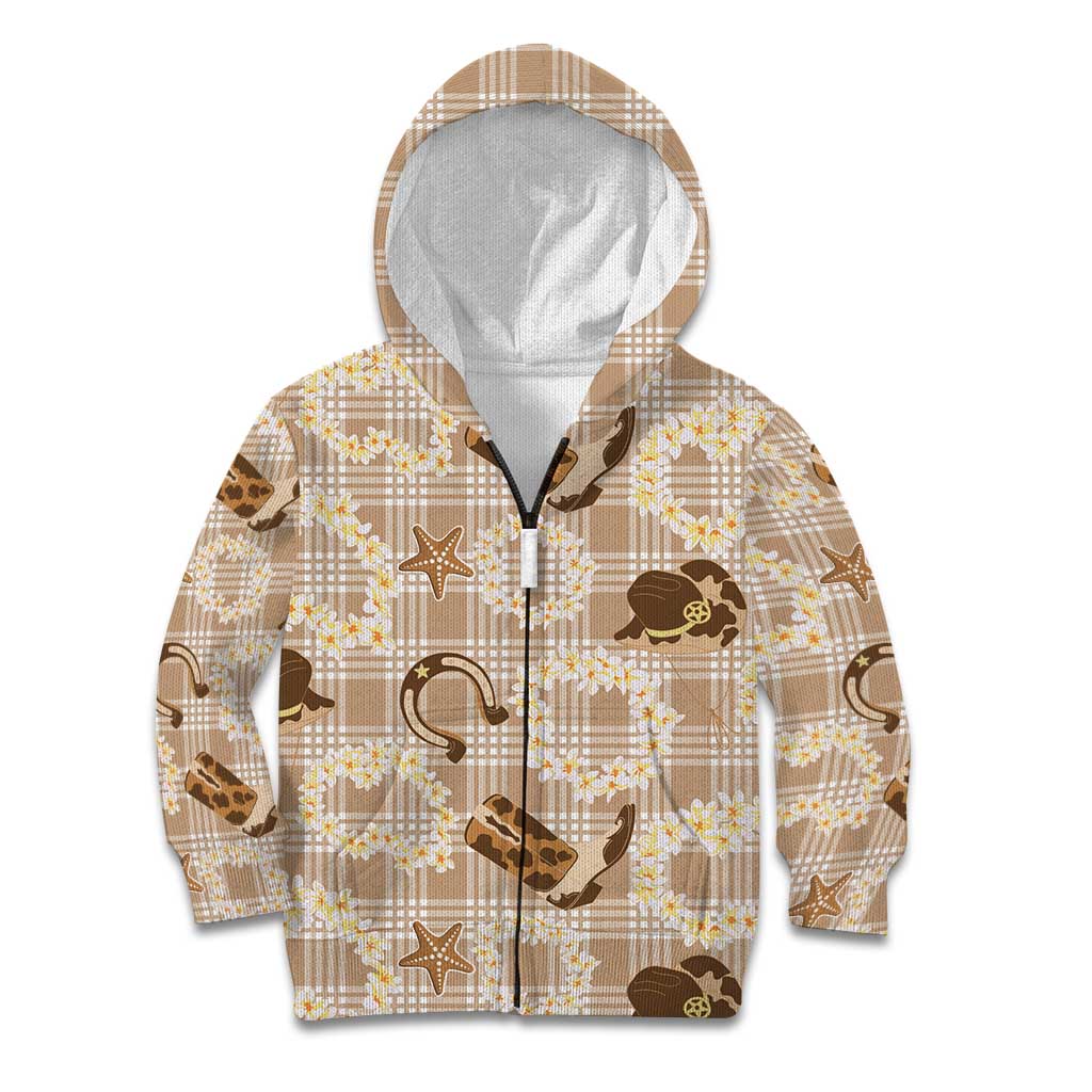 Aloha Hawaii Paniolo Khaki Palaka Kid Hoodie Coastal Rodeo - Polynesian Pride