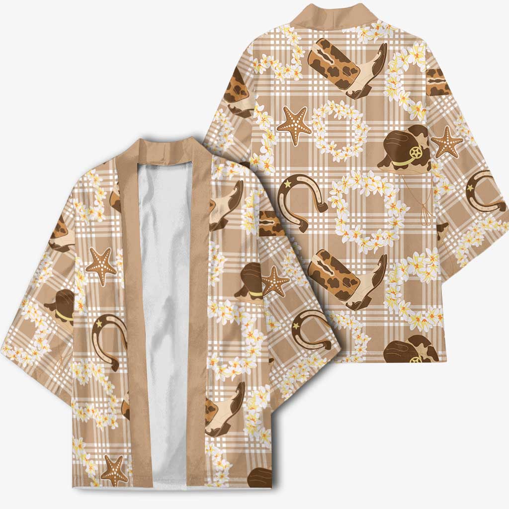 Aloha Hawaii Paniolo Khaki Palaka Kimono Coastal Rodeo - Polynesian Pride