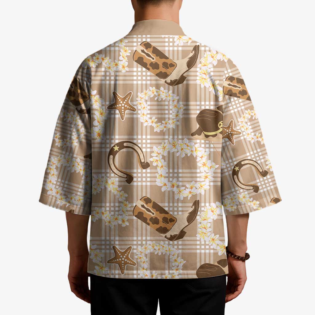 Aloha Hawaii Paniolo Khaki Palaka Kimono Coastal Rodeo - Polynesian Pride