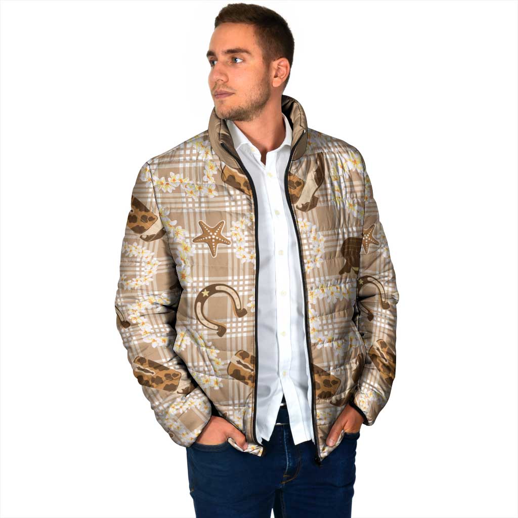 Aloha Hawaii Paniolo Khaki Palaka Padded Jacket Coastal Rodeo - Polynesian Pride