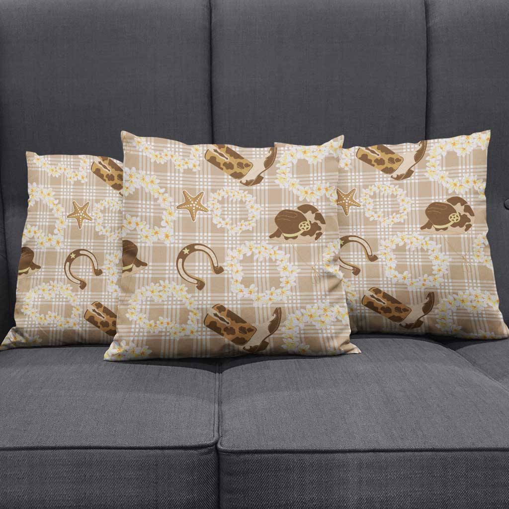 Aloha Hawaii Paniolo Khaki Palaka Pillow Cover Coastal Rodeo LT7 - Polynesian Pride