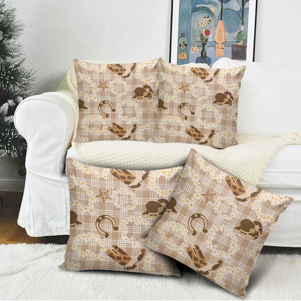 Aloha Hawaii Paniolo Khaki Palaka Pillow Cover Coastal Rodeo LT7 - Polynesian Pride