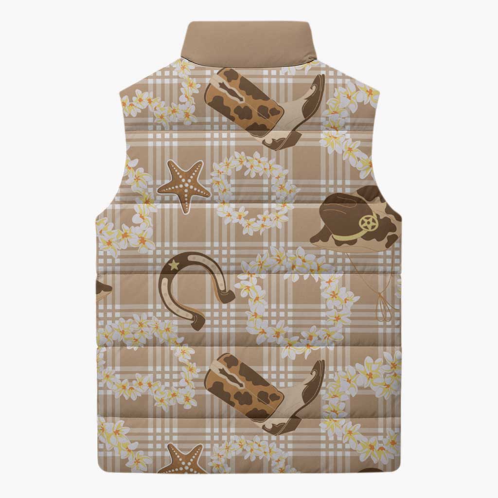 Aloha Hawaii Paniolo Khaki Palaka Sleeveless Puffer Jacket Coastal Rodeo - Polynesian Pride