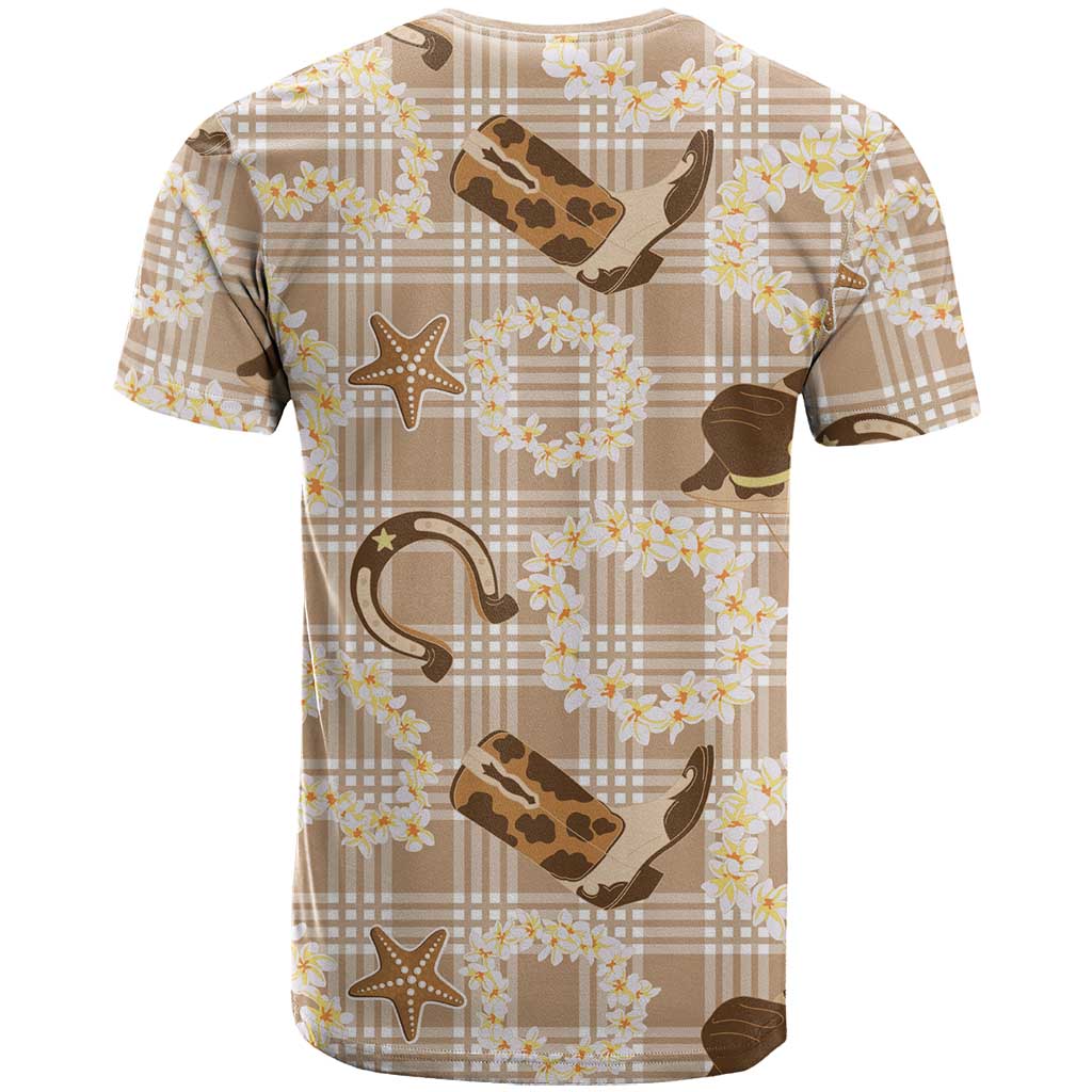 Aloha Hawaii Paniolo Khaki Palaka T Shirt Coastal Rodeo - Polynesian Pride