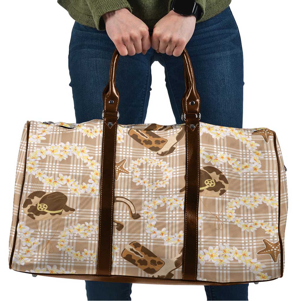Aloha Hawaii Paniolo Khaki Palaka Travel Bag Coastal Rodeo - Polynesian Pride
