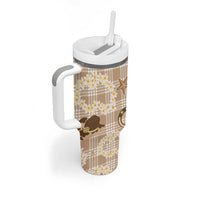 Aloha Hawaii Paniolo Khaki Palaka Tumbler With Handle Coastal Rodeo - Polynesian Pride