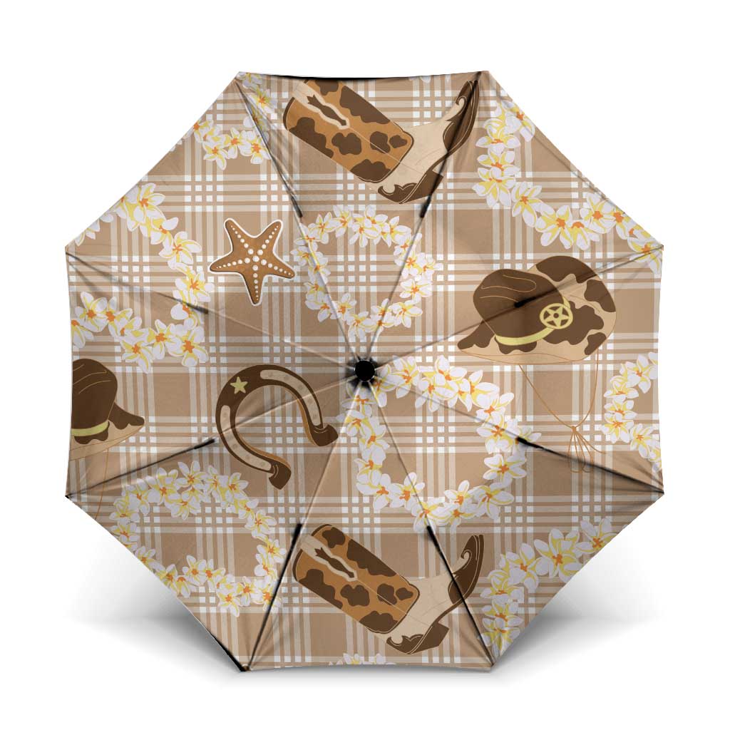 Aloha Hawaii Paniolo Khaki Palaka Umbrella Coastal Rodeo - Polynesian Pride