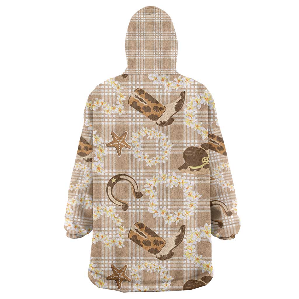 Aloha Hawaii Paniolo Khaki Palaka Wearable Blanket Hoodie Coastal Rodeo - Polynesian Pride