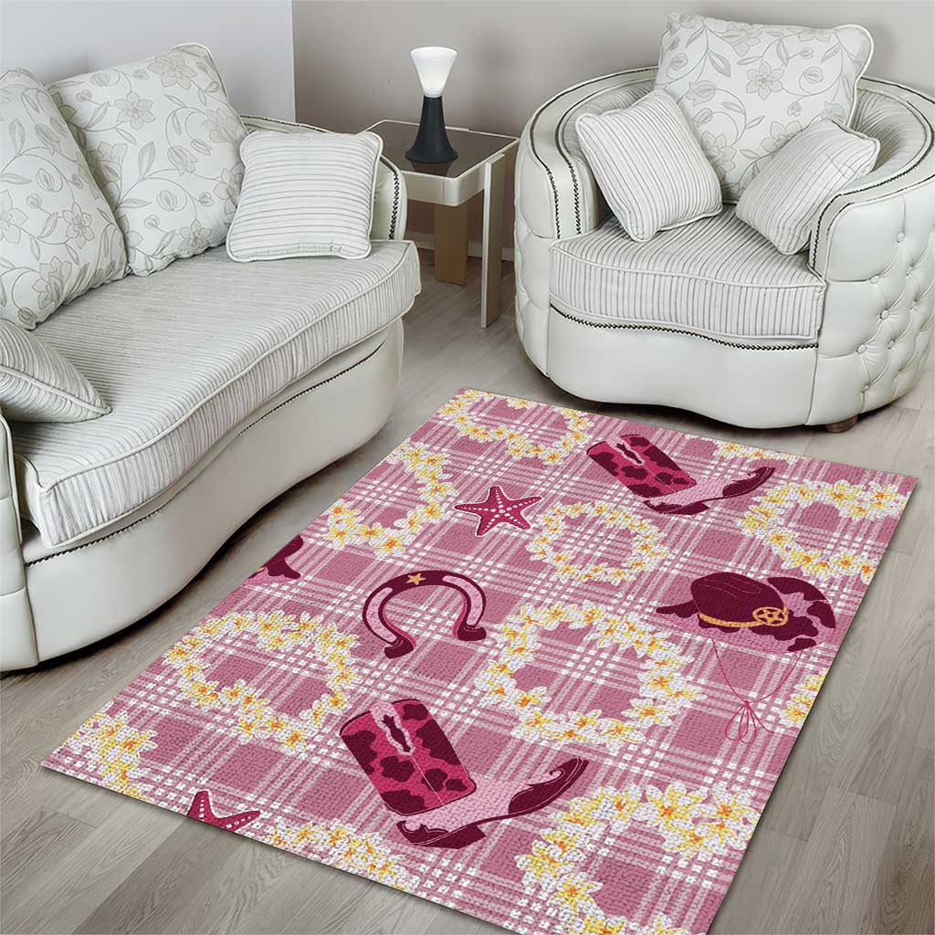 Aloha Hawaii Paniolo Lokelani Rose Palaka Area Rug Coastal Rodeo - Polynesian Pride