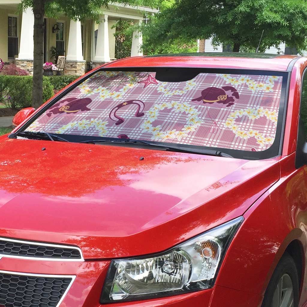 Aloha Hawaii Paniolo Lokelani Rose Palaka Auto Sun Shade Coastal Rodeo - Polynesian Pride