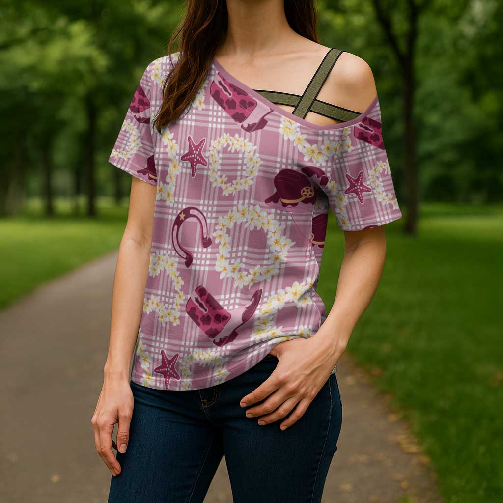 Aloha Hawaii Paniolo Lokelani Rose Palaka Cross Shoulder Shirt Coastal Rodeo - Polynesian Pride