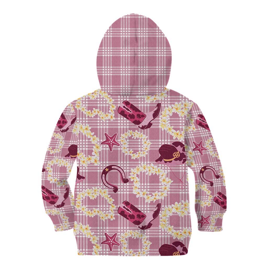 Aloha Hawaii Paniolo Lokelani Rose Palaka Kid Hoodie Coastal Rodeo - Polynesian Pride