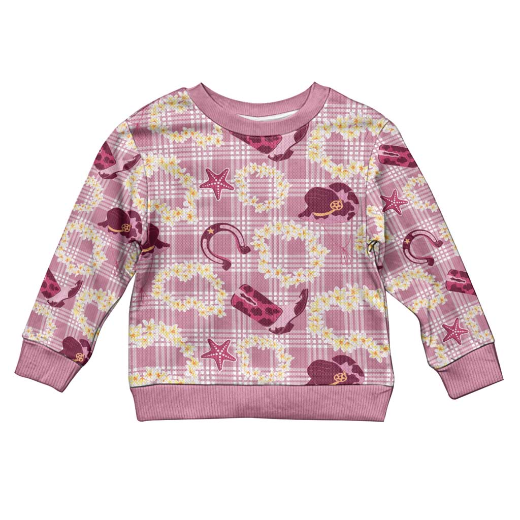 Aloha Hawaii Paniolo Lokelani Rose Palaka Kid Ugly Christmas Sweater Coastal Rodeo - Polynesian Pride