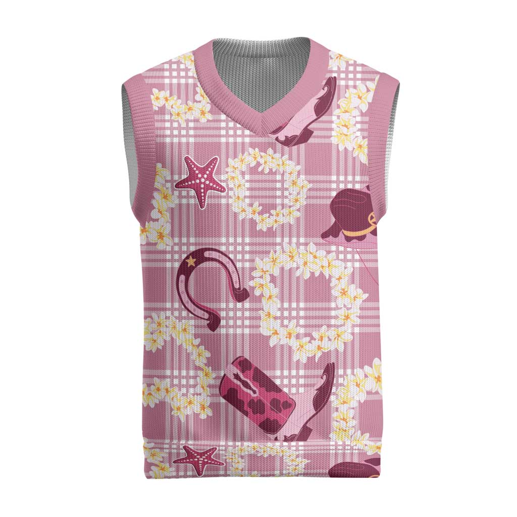 Aloha Hawaii Paniolo Lokelani Rose Palaka Christmas Knitted V-Neck Vest Coastal Rodeo - Polynesian Pride