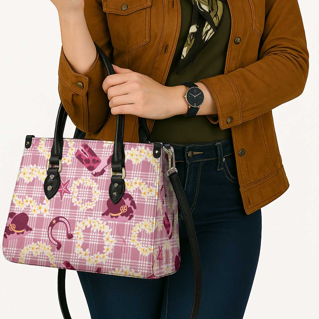 Aloha Hawaii Paniolo Lokelani Rose Palaka Leather Bag Coastal Rodeo - Polynesian Pride