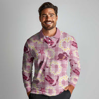 Aloha Hawaii Paniolo Lokelani Rose Palaka Long Sleeve Polo Shirt Coastal Rodeo - Polynesian Pride