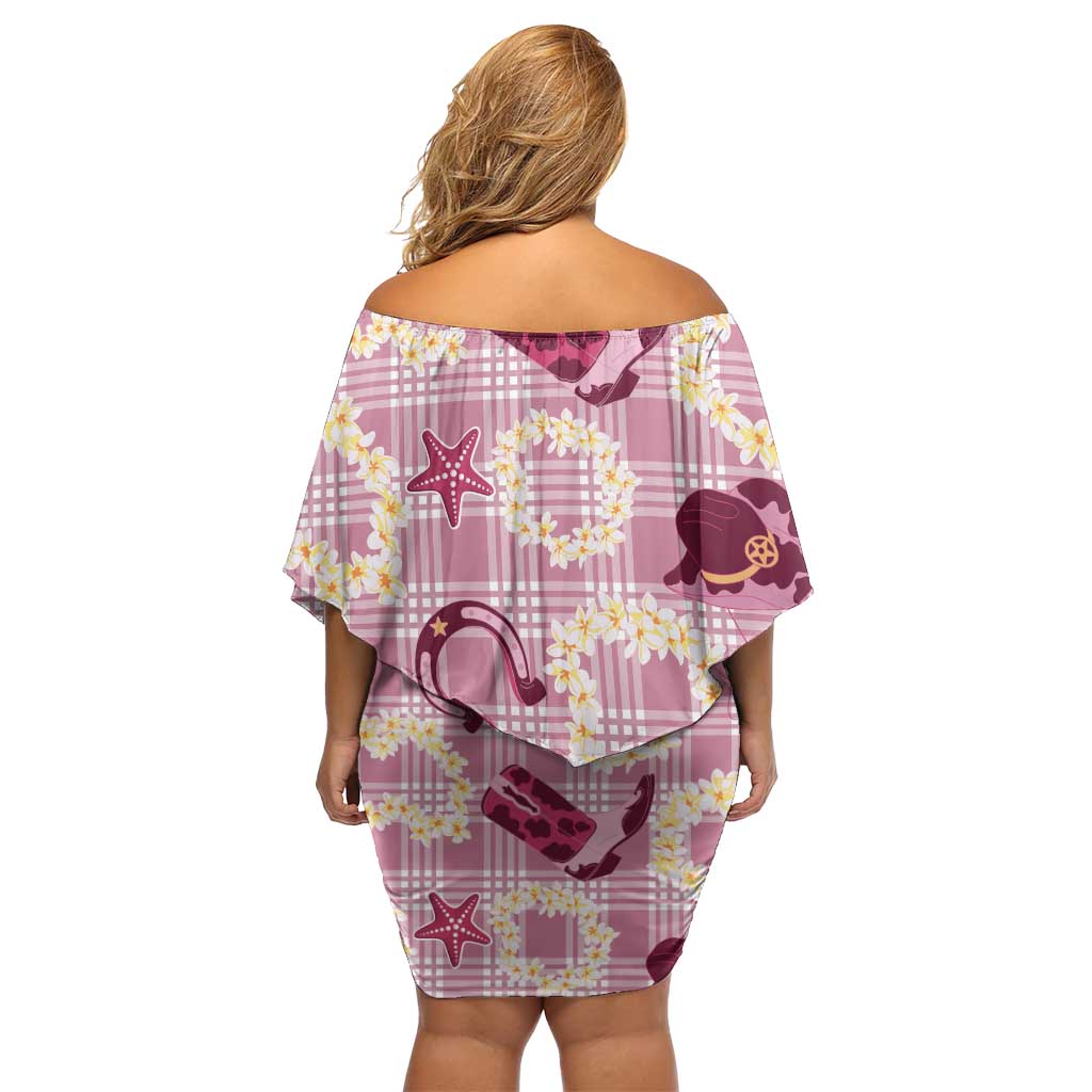 Aloha Hawaii Paniolo Lokelani Rose Palaka Off Shoulder Short Dress Coastal Rodeo - Polynesian Pride