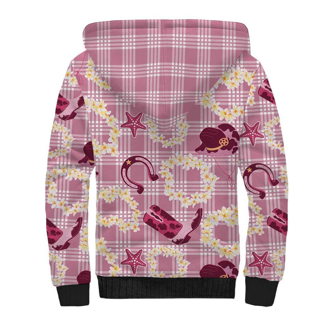 Aloha Hawaii Paniolo Lokelani Rose Palaka Sherpa Hoodie Coastal Rodeo LT7 - Polynesian Pride