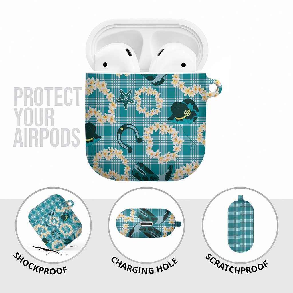 Aloha Hawaii Paniolo Teal Palaka AirPods Case Coastal Rodeo - Polynesian Pride