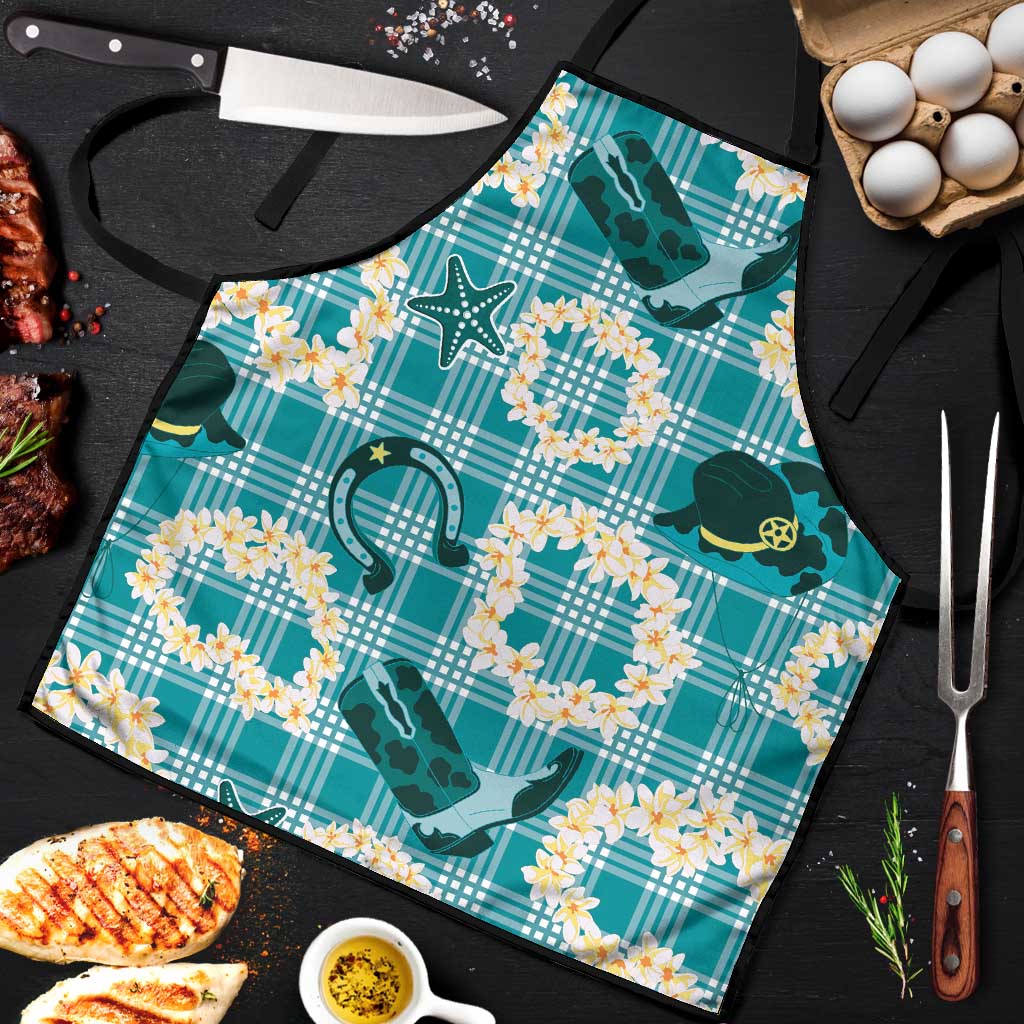 Aloha Hawaii Paniolo Teal Palaka Apron Coastal Rodeo - Polynesian Pride