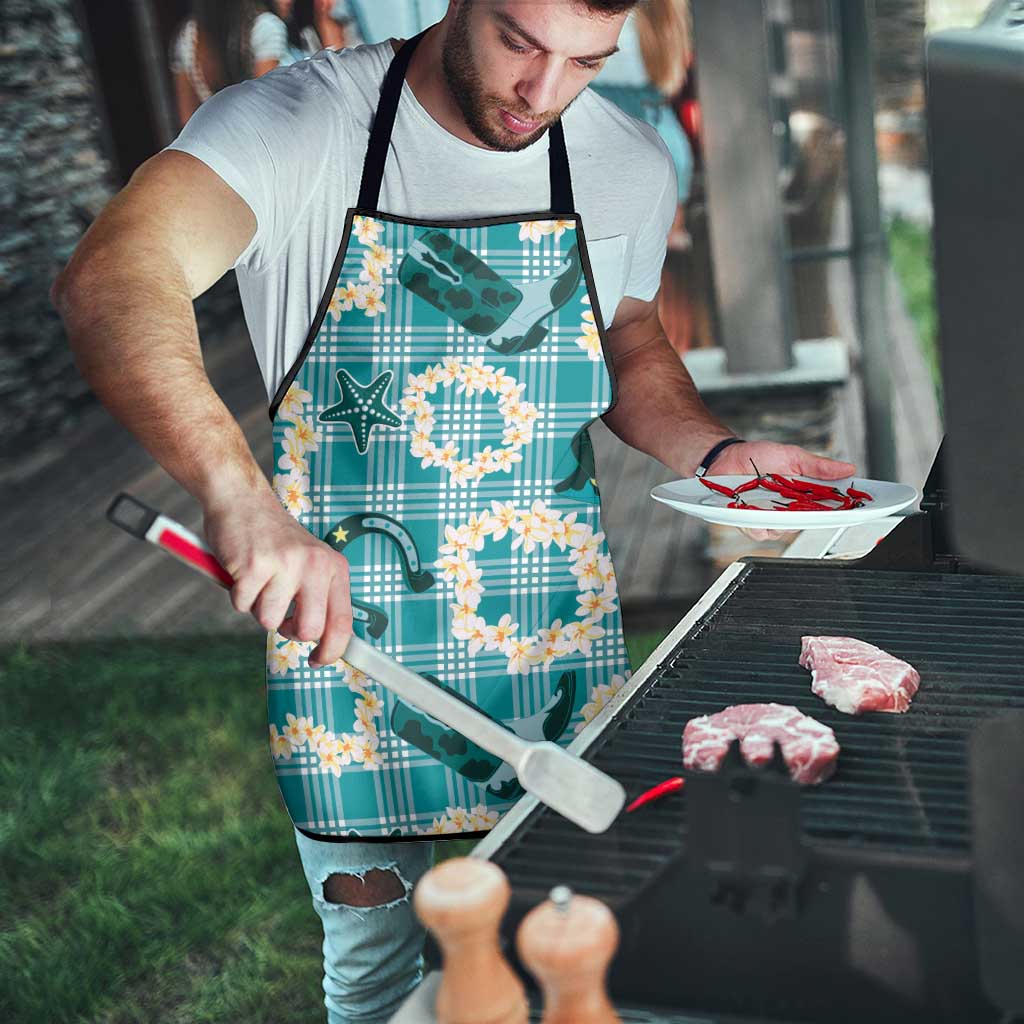 Aloha Hawaii Paniolo Teal Palaka Apron Coastal Rodeo - Polynesian Pride