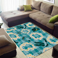 Aloha Hawaii Paniolo Teal Palaka Area Rug Coastal Rodeo - Polynesian Pride