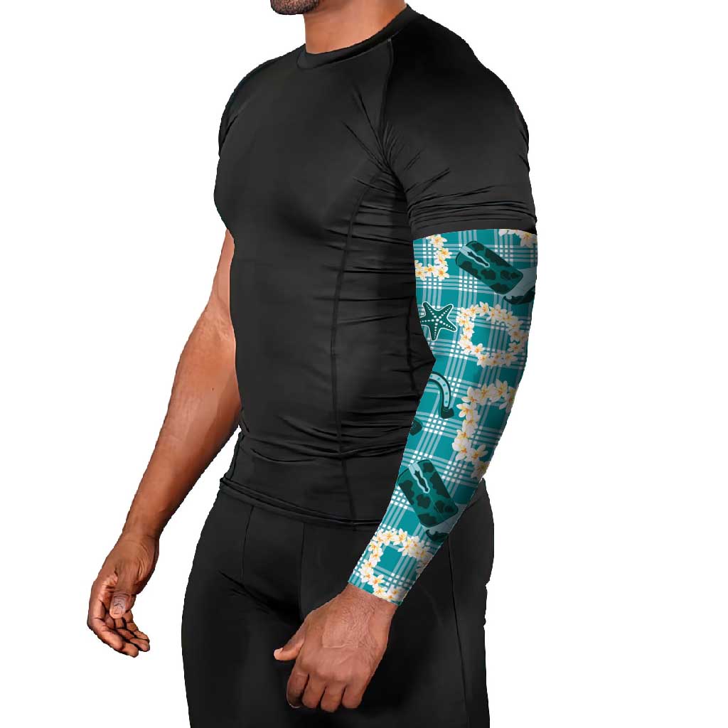 Aloha Hawaii Paniolo Teal Palaka Arm Sleeves Coastal Rodeo - Polynesian Pride