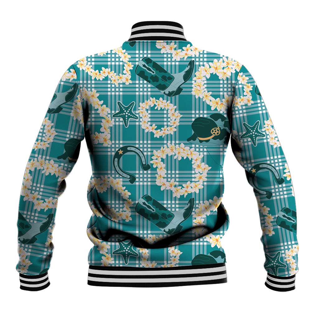 Aloha Hawaii Paniolo Teal Palaka Baseball Jacket Coastal Rodeo - Polynesian Pride