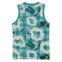Aloha Hawaii Paniolo Teal Palaka Basketball Jersey Coastal Rodeo - Polynesian Pride