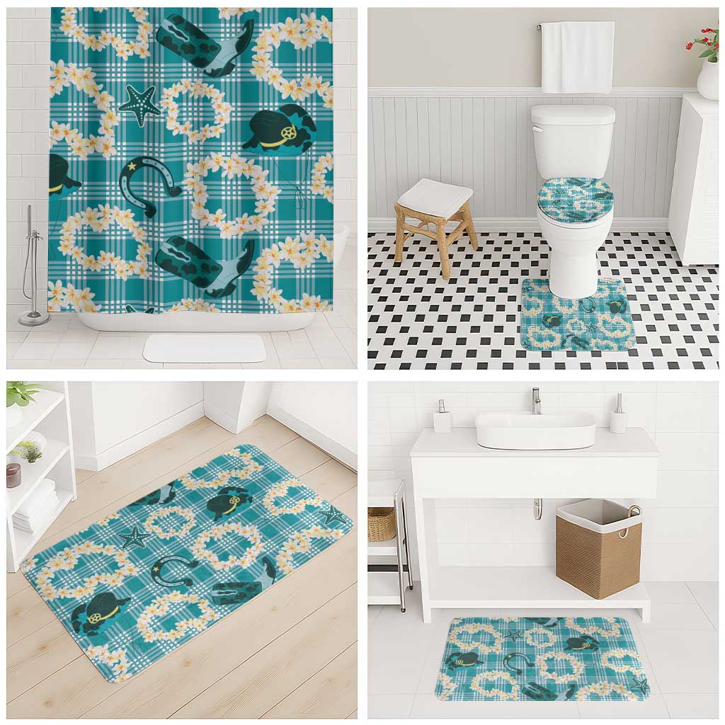 Aloha Hawaii Paniolo Teal Palaka Bathroom Set Coastal Rodeo - Polynesian Pride