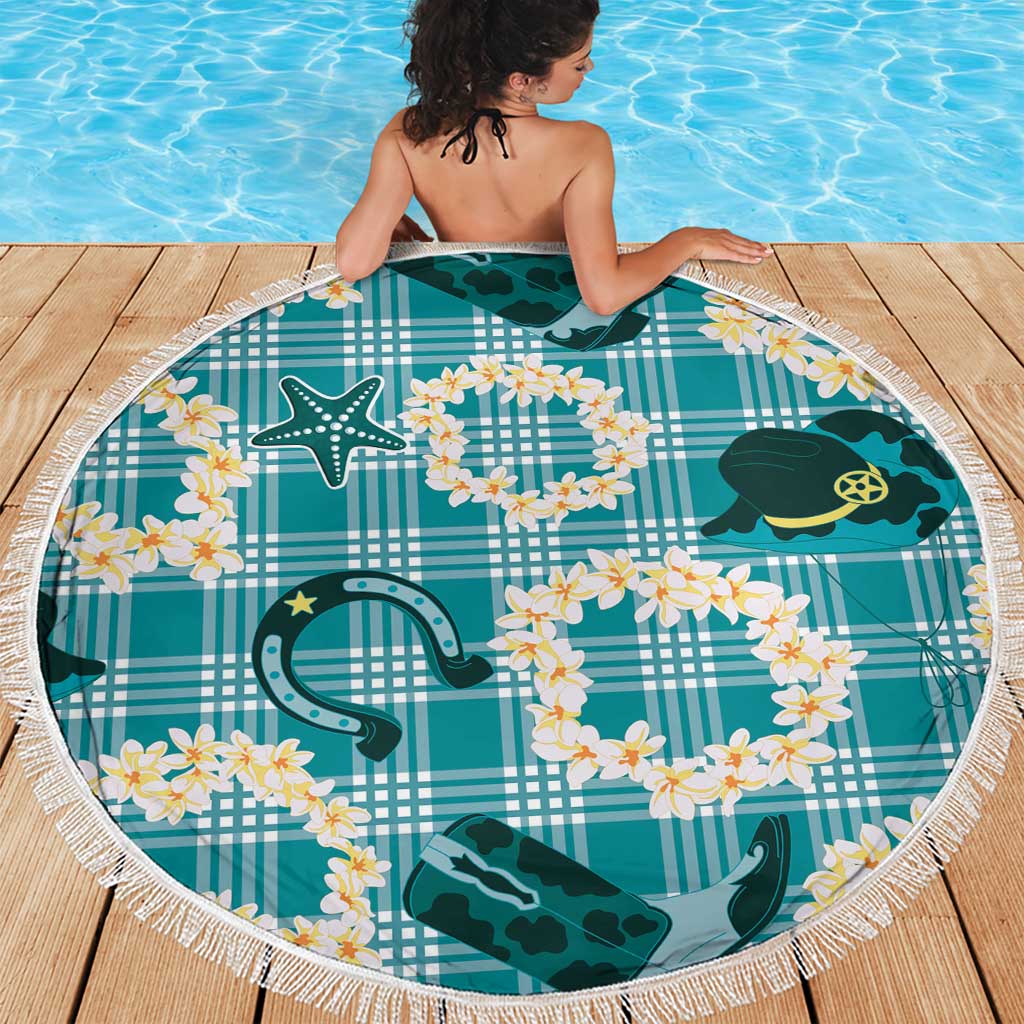 Aloha Hawaii Paniolo Teal Palaka Beach Blanket Coastal Rodeo LT7 - Polynesian Pride