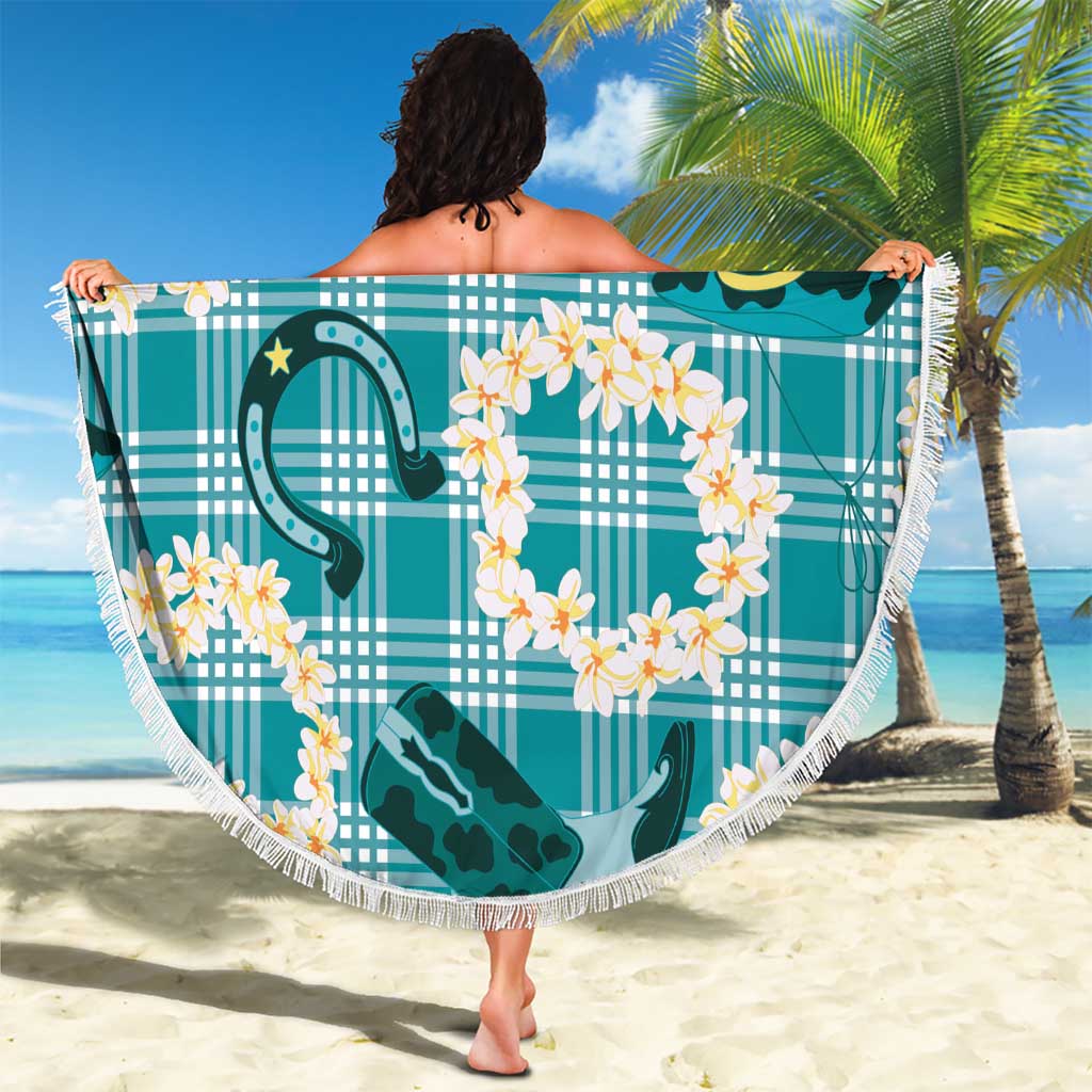 Aloha Hawaii Paniolo Teal Palaka Beach Blanket Coastal Rodeo LT7 - Polynesian Pride