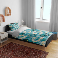 Aloha Hawaii Paniolo Teal Palaka Bedding Set Coastal Rodeo - Polynesian Pride