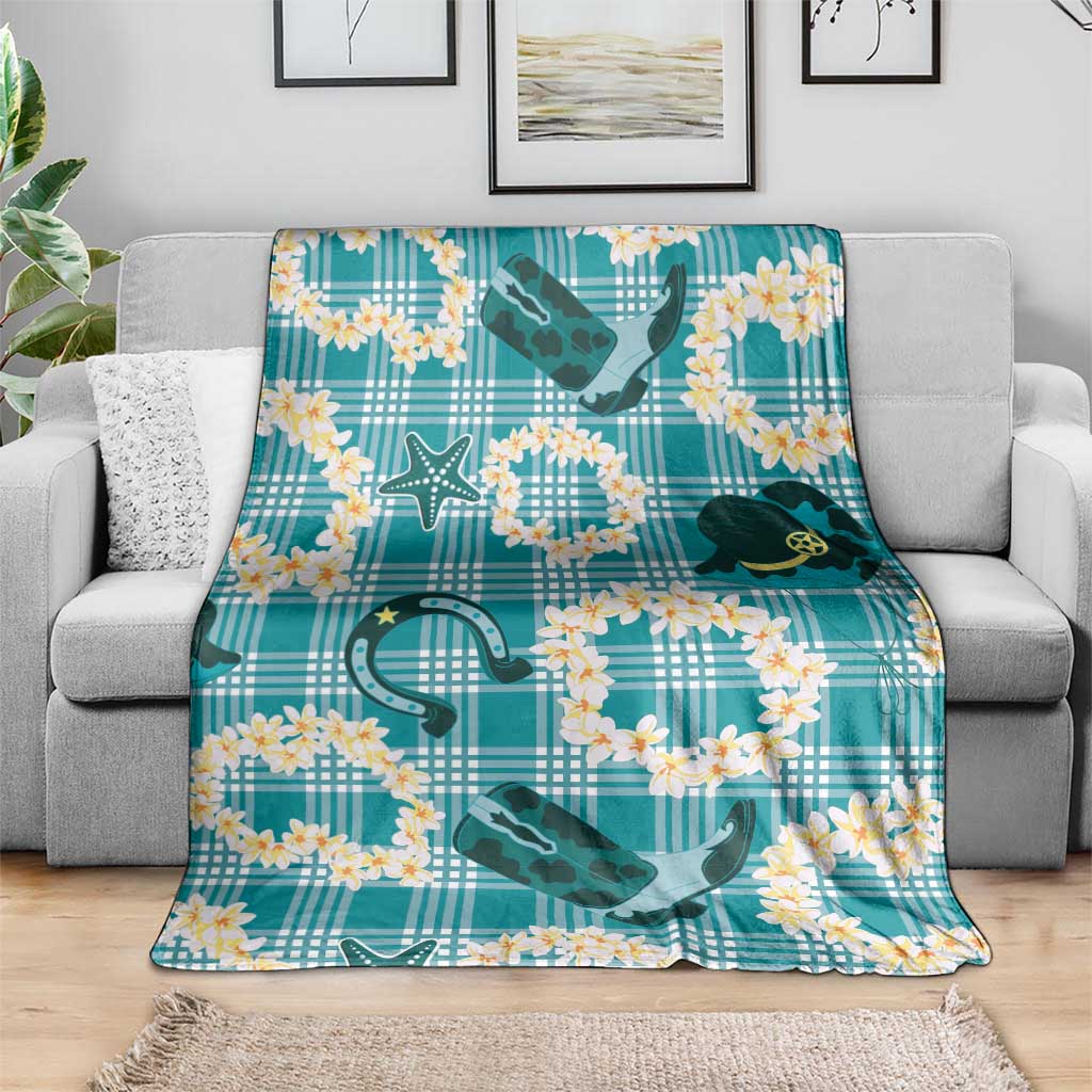 Aloha Hawaii Paniolo Teal Palaka Blanket Coastal Rodeo LT7 - Polynesian Pride