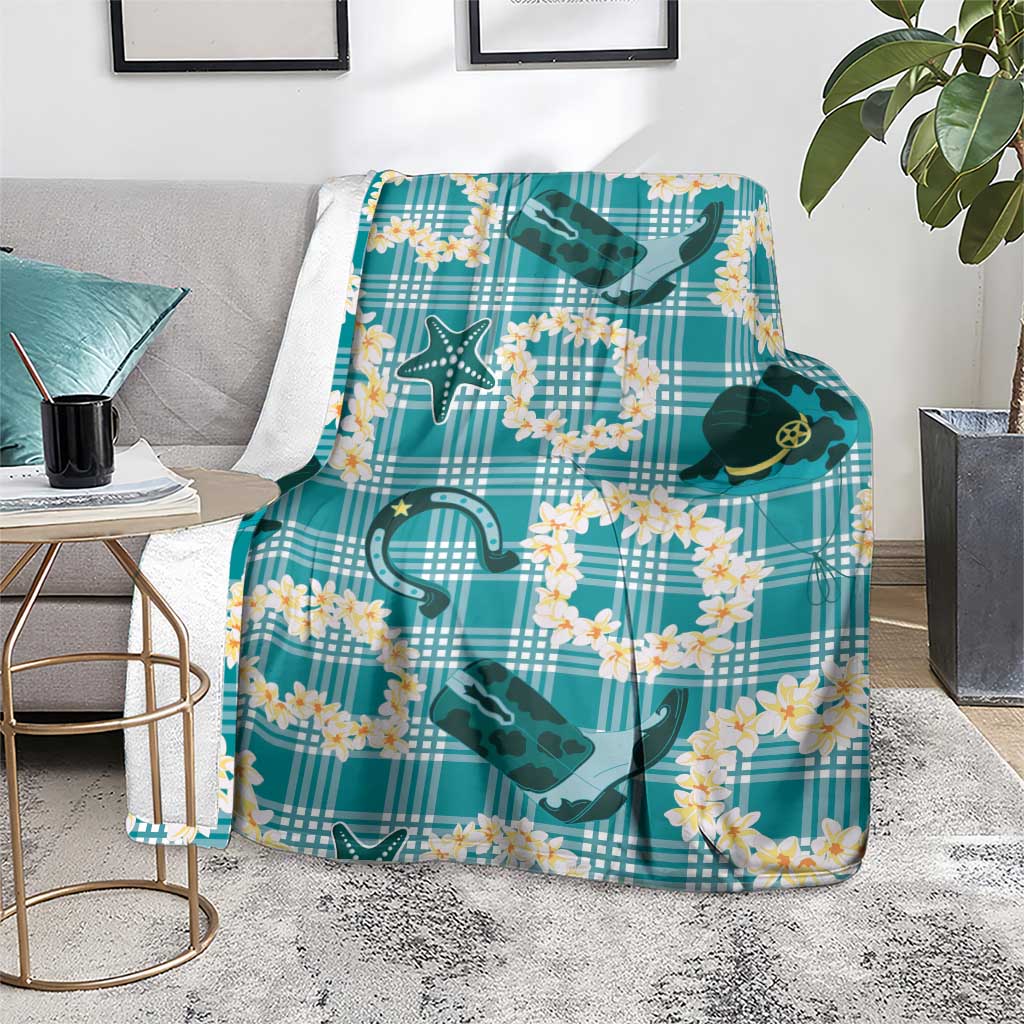 Aloha Hawaii Paniolo Teal Palaka Blanket Coastal Rodeo LT7 - Polynesian Pride