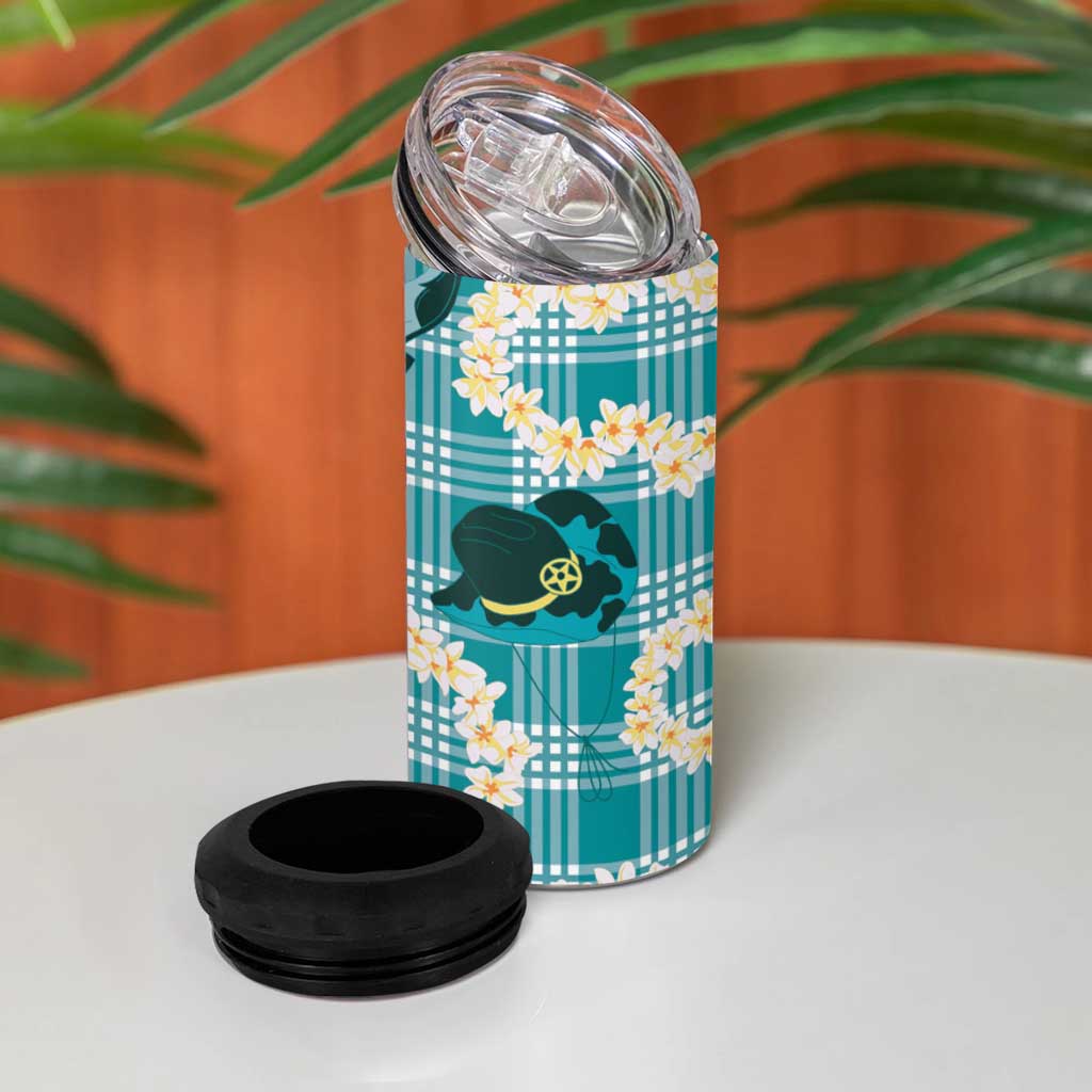 Aloha Hawaii Paniolo Teal Palaka 4 in 1 Can Cooler Tumbler Coastal Rodeo - Polynesian Pride