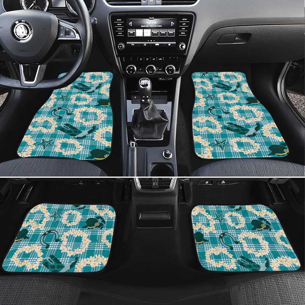 Aloha Hawaii Paniolo Teal Palaka Car Mats Coastal Rodeo - Polynesian Pride