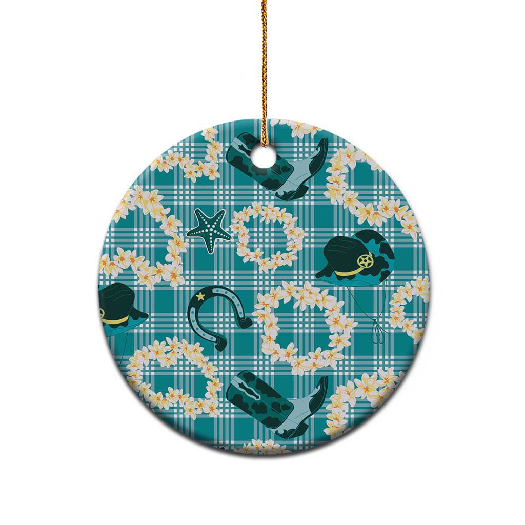 Aloha Hawaii Paniolo Teal Palaka Ceramic Ornament Coastal Rodeo LT7 - Polynesian Pride