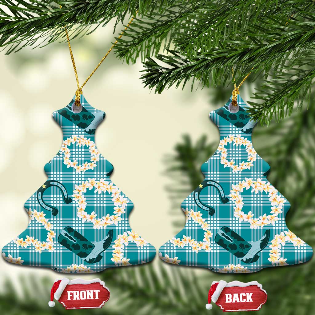 Aloha Hawaii Paniolo Teal Palaka Ceramic Ornament Coastal Rodeo LT7 Christmas Tree Teal - Polynesian Pride
