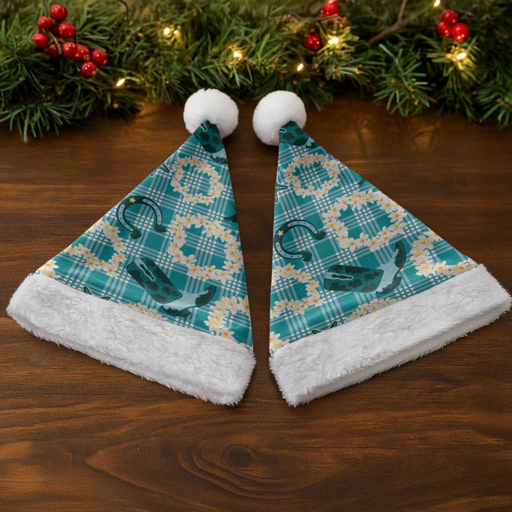 Aloha Hawaii Paniolo Teal Palaka Christmas Santa Hat Coastal Rodeo - Polynesian Pride