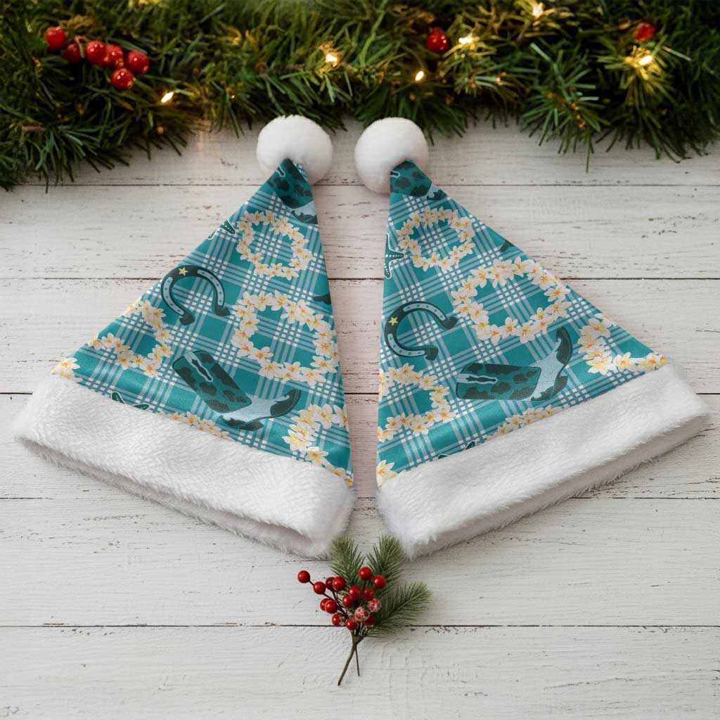 Aloha Hawaii Paniolo Teal Palaka Christmas Santa Hat Coastal Rodeo - Polynesian Pride