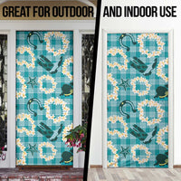 Aloha Hawaii Paniolo Teal Palaka Door Cover Coastal Rodeo - Polynesian Pride