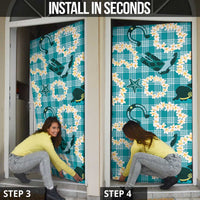 Aloha Hawaii Paniolo Teal Palaka Door Cover Coastal Rodeo - Polynesian Pride